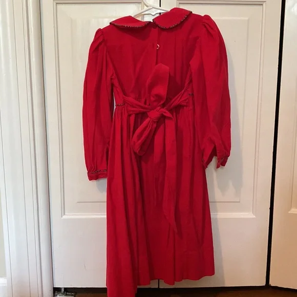 Strasburg red corduroy dress w tartan piping. 4. Gorgeous & Christmas perfect! - Picture 4 of 4